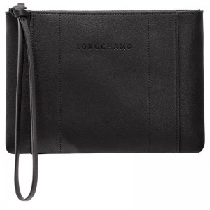 long champ 3D Leather Miesten Pouches Mustat | FIVR7310