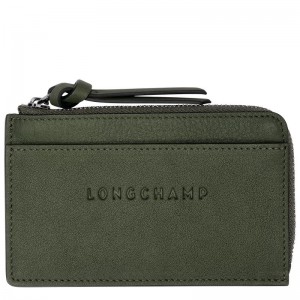 long champ 3D Leather Naisten Korttikotelo Khaki | FIQM8528