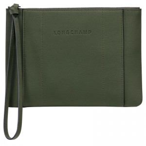 long champ 3D Leather Naisten Pouches Khaki | FINW8709