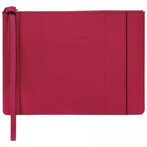 long champ 3D Leather Naisten Pouches Magenta | FIFD8386