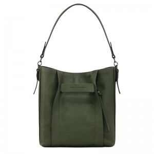 long champ 3D M Hobo Leather Naisten Olkalaukku Khaki | FIHA8856