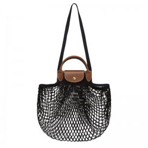 long champ Le Pliage Filet L Mesh Canvas Naisten Olkalaukku Mustat | FIRV8889