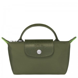 long champ Le Pliage Green with handle Recycled canvas Miesten Pouches Forest | FIJP7316