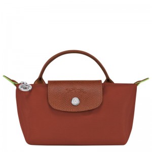 long champ Le Pliage Green with handle Recycled canvas Miesten Pouches Chestnut | FIKO7315