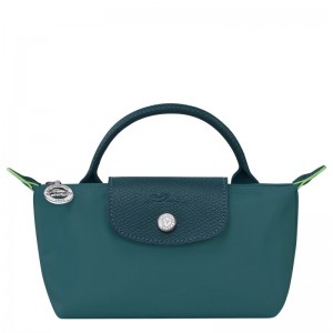 long champ Le Pliage Green with handle Recycled canvas Naisten Pouches Sinivihreä | FIVR8454