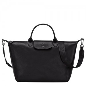 long champ Le Pliage Xtra L Leather Miesten Käsilaukku Mustat | FIGS7451