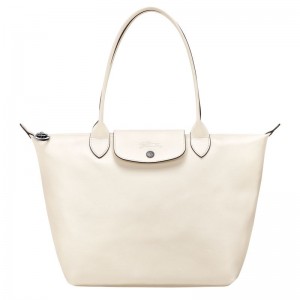 long champ Le Pliage Xtra M Tote Leather Naisten Olkalaukku Ecru | FIQM8840