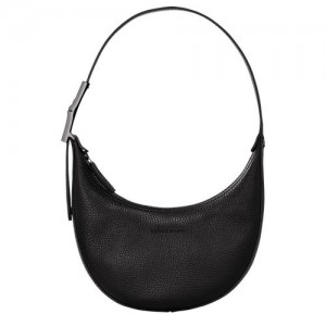 long champ Le Roseau Essential S Hobo Leather Naisten Olkalaukku Mustat | FIHA8825