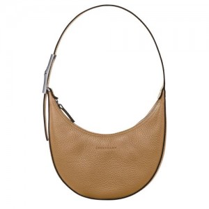 long champ Le Roseau Essential S Hobo Leather Naisten Olkalaukku Fawn | FIJP8824