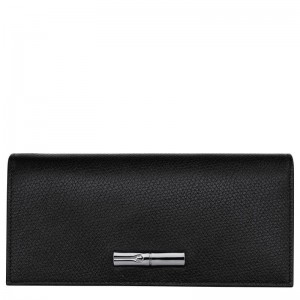 long champ Le Roseau Flap Leather Naisten Lompakko Mustat | FIHA8544