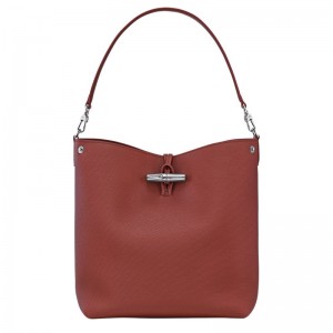 long champ Le Roseau M Shoulder Leather Naisten Olkalaukku Chestnut | FISG8852