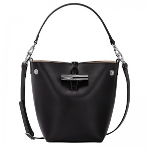 long champ Le Roseau XS Bucket Leather Naisten Crossbody Laukut Mustat | FIQM8996