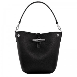 long champ Le Roseau XS Bucket Leather Naisten Crossbody Laukut Mustat | FIFD8958