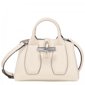 long champ Le Roseau XS Handbag Leather Naisten Mini Laukut Ecru | FIUZ9367