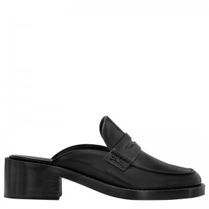 long champ Leather Naisten Loafers Mustat | FIBE7668