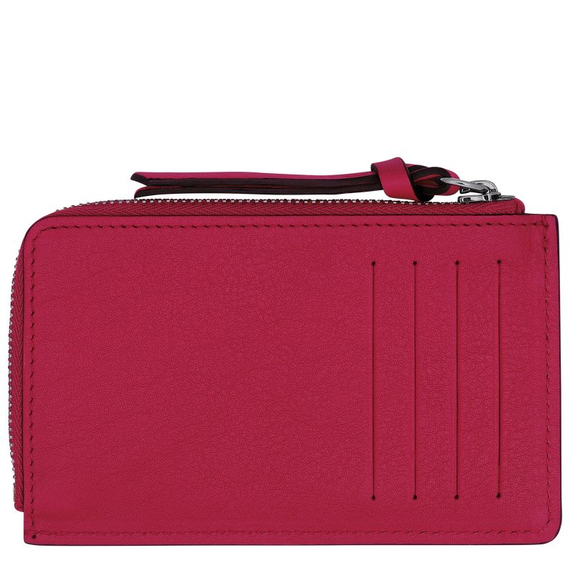 long champ 3D Leather Miesten Korttikotelo Magenta | FIQM7384