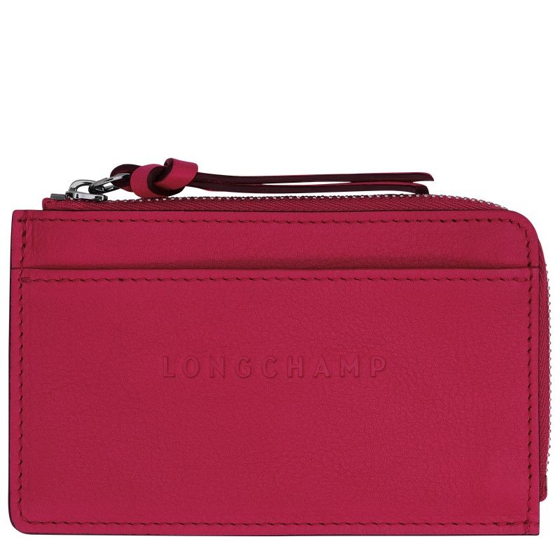 long champ 3D Leather Miesten Korttikotelo Magenta | FIQM7384