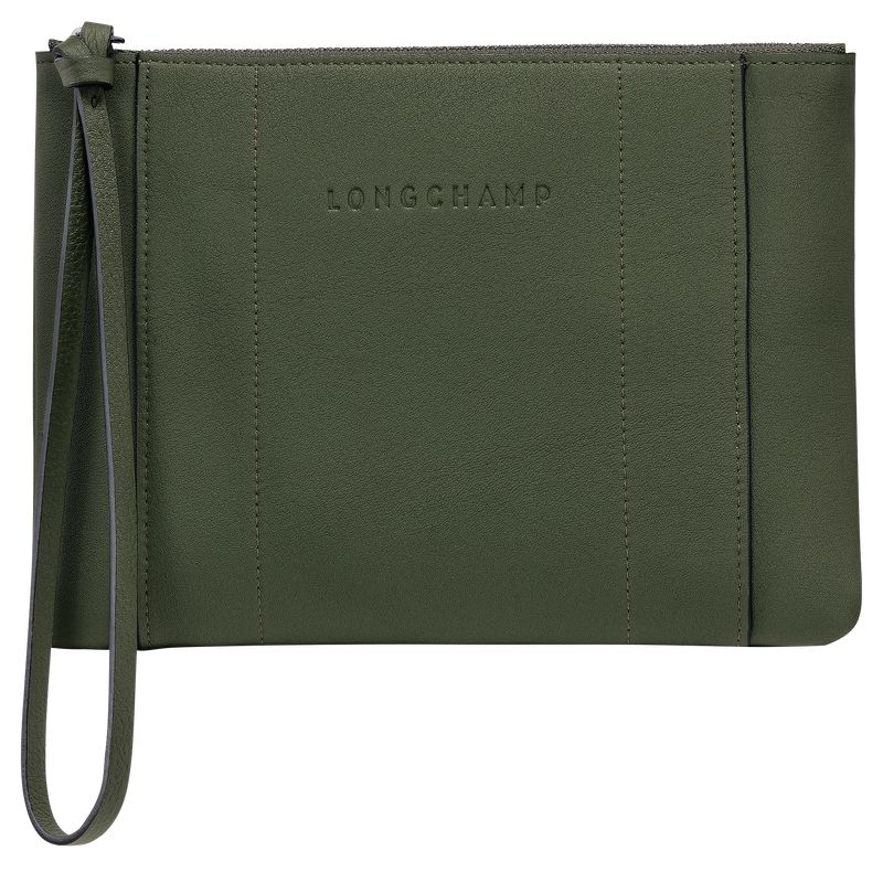 long champ 3D Leather Miesten Pouches Khaki | FICT7311