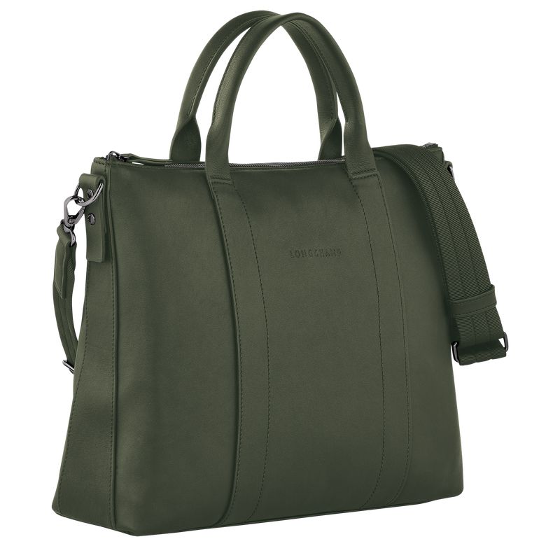 long champ 3D Leather Miesten Salkku Khaki | FIQM7644