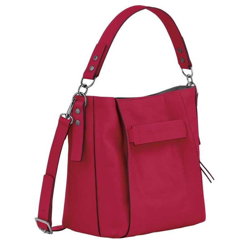 long champ 3D S Leather Naisten Crossbody Laukut Magenta | FIVR8974