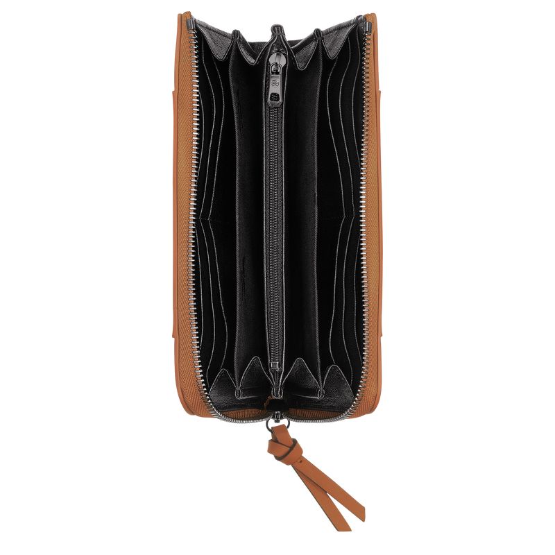 long champ 3D Zip around Leather Miesten Lompakko Natural | FINW7412