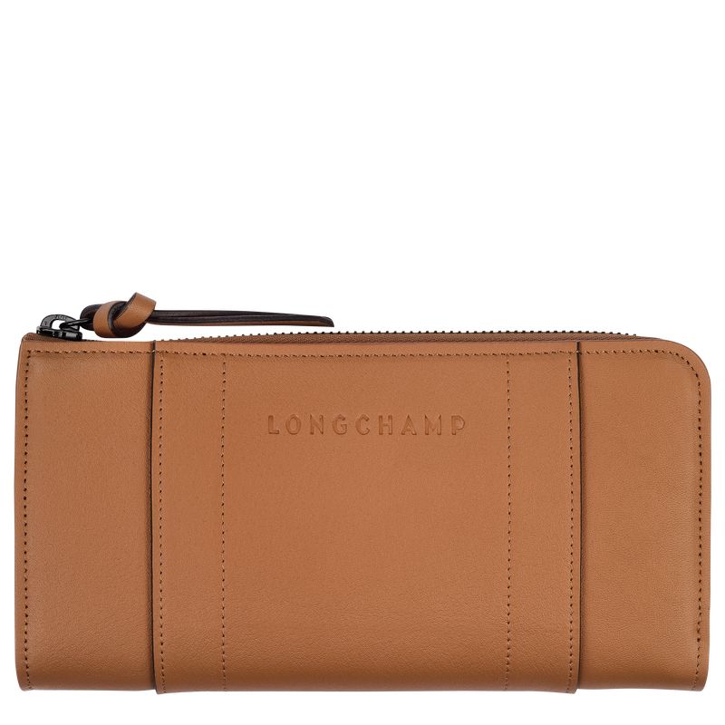 long champ 3D Zip around Leather Miesten Lompakko Natural | FINW7412