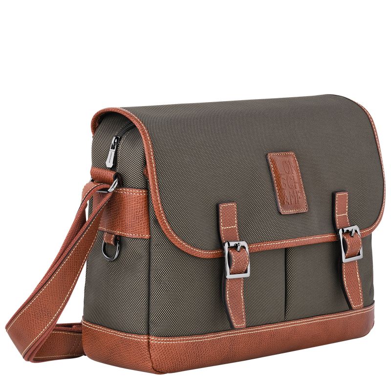 long champ Boxford L Recycled canvas Miesten Crossbody Laukut Ruskea | FIOK7584