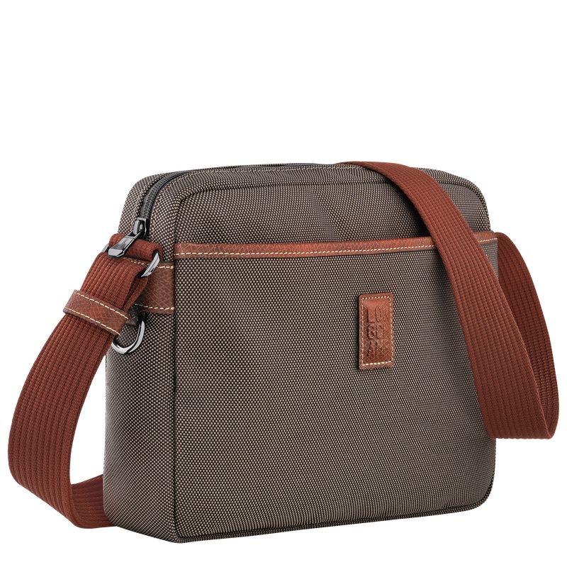 long champ Boxford M Camera Recycled canvas Miesten Crossbody Laukut Ruskea | FIPJ7583