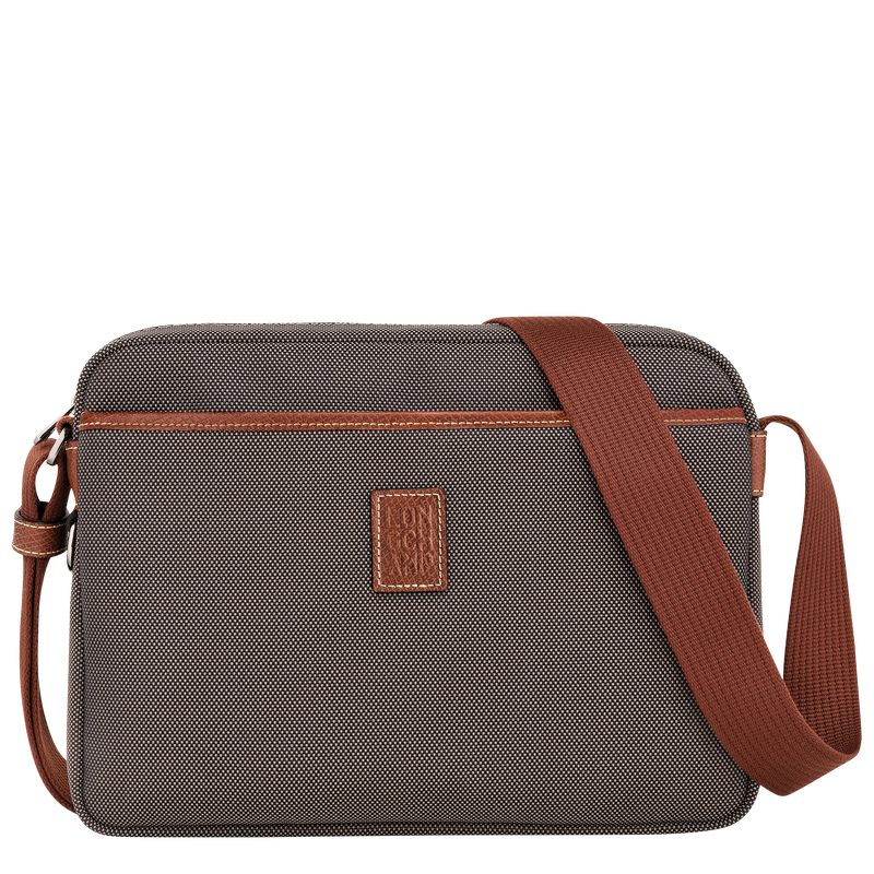 long champ Boxford M Camera Recycled canvas Miesten Crossbody Laukut Ruskea | FIPJ7583