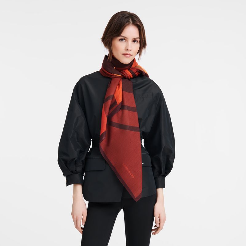 long champ Cavalier Shawl Wool blend Naisten Stoles Chestnut | FINW8088