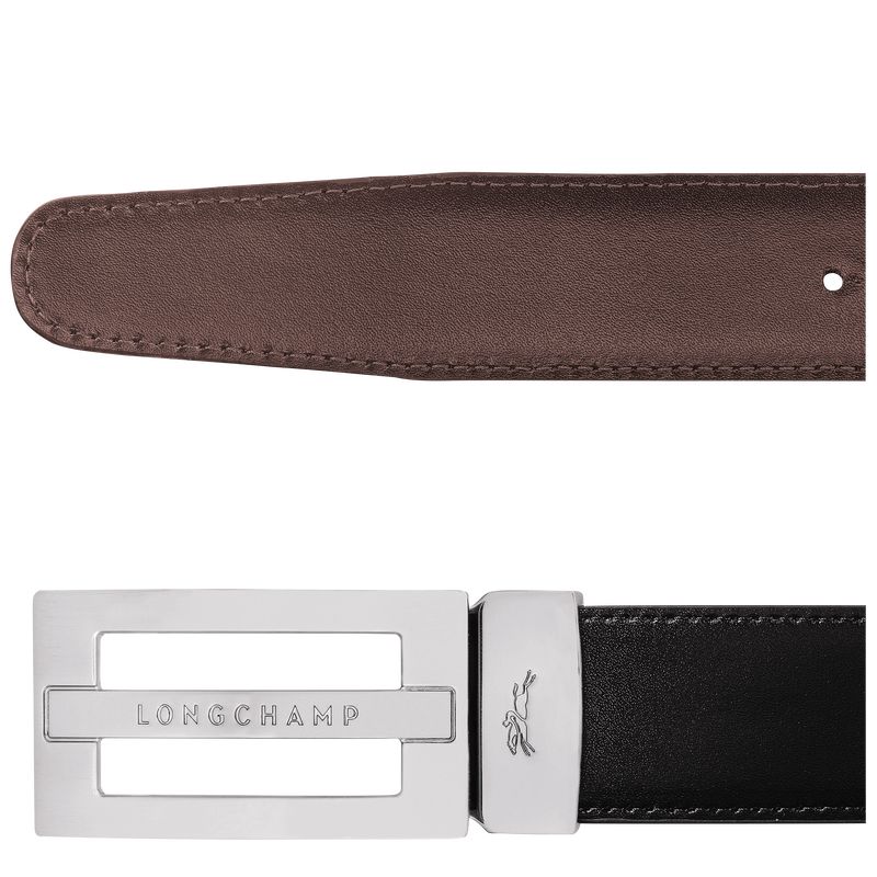 long champ Delta Box Leather Miesten Vyö Mustat | FIVR7095