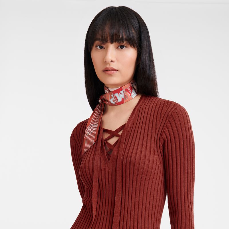 long champ Fitted long Knit Naisten Mekko Chestnut | FIPJ7791