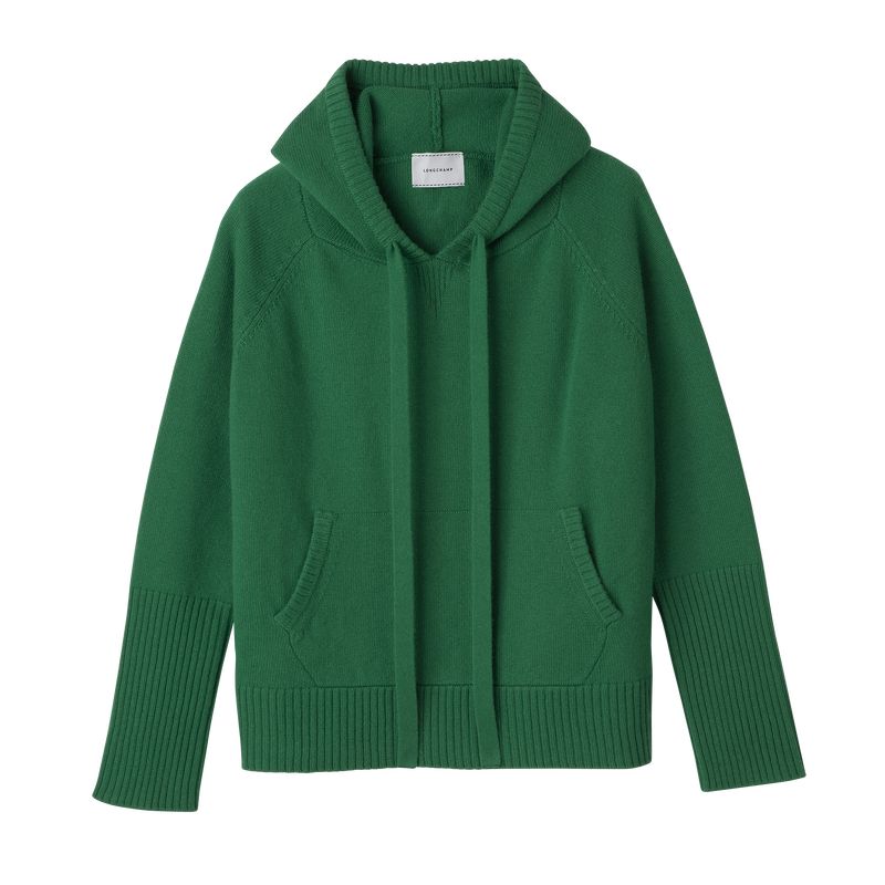 long champ Hoodie Knit Naisten Villapaita Vihreä | FIFD7814