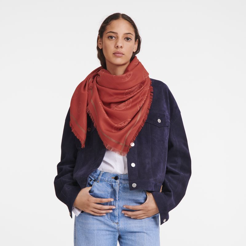 long champ La MÉdaille Shawl Cotton blend Miesten Stoles Tomato | FIFD7059