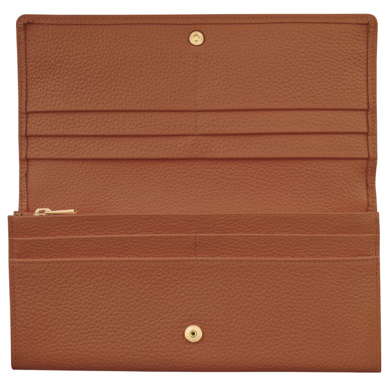 long champ Le FoulonnÉ Continental Leather Naisten Lompakko Caramel | FIRV8577