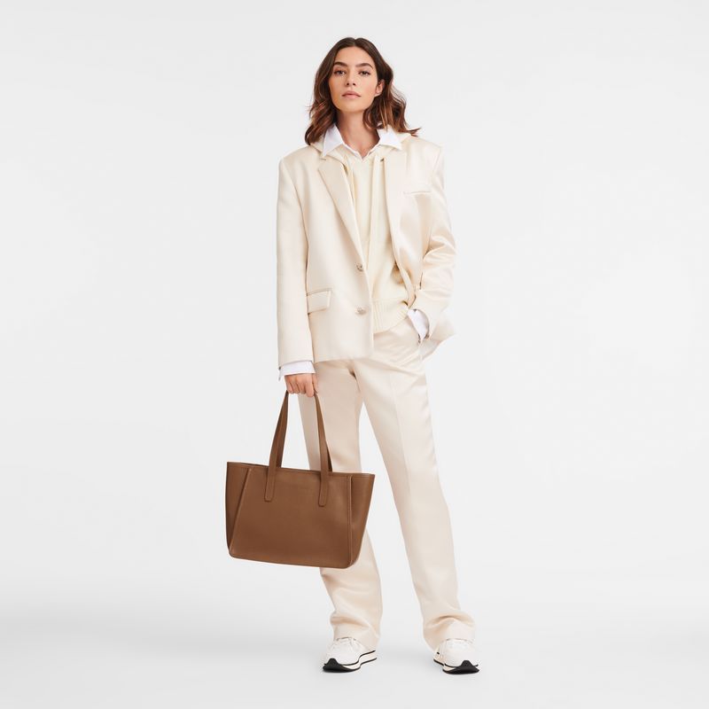 long champ Le FoulonnÉ L Tote Leather Naisten Olkalaukku Caramel | FINW8865