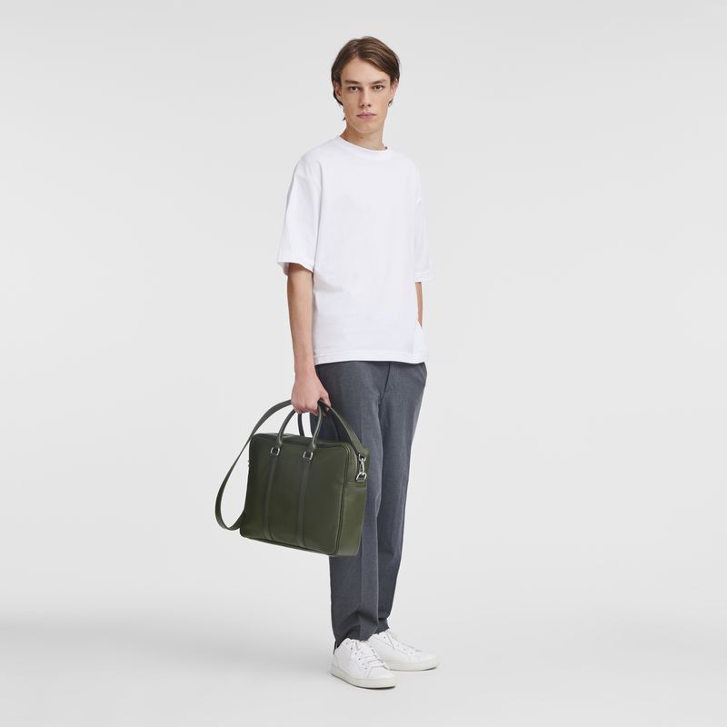 long champ Le FoulonnÉ M Leather Miesten Salkku Khaki | FIJP7628