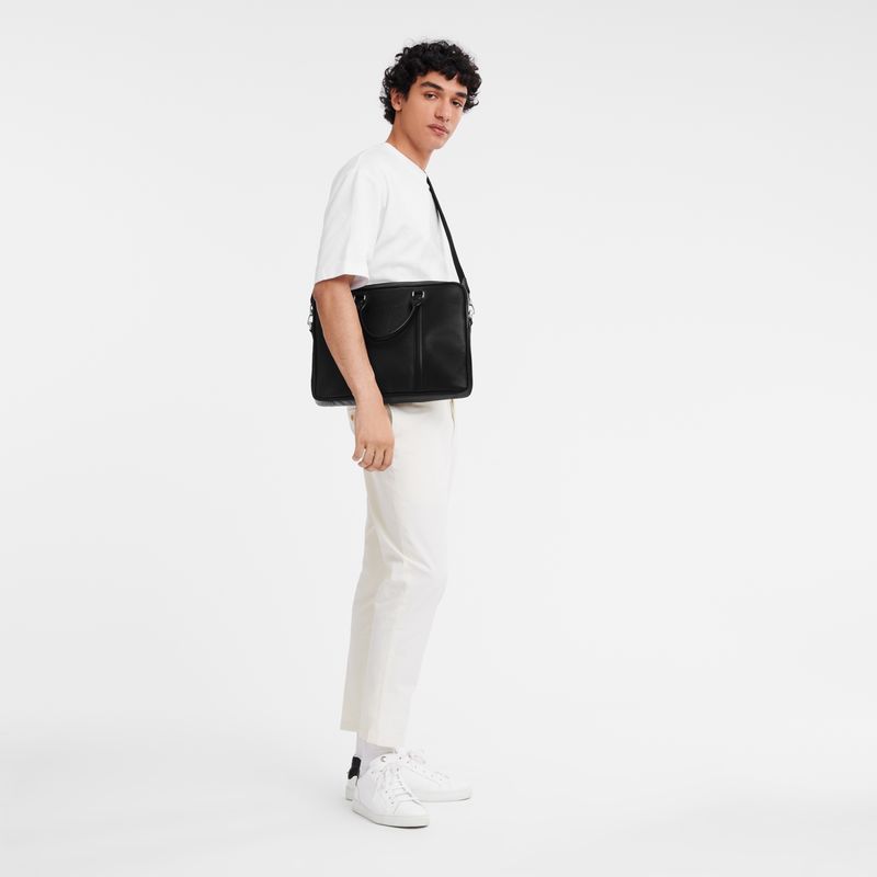 long champ Le FoulonnÉ M Leather Miesten Salkku Mustat | FIKO7627