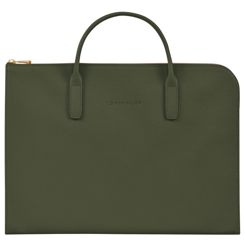 long champ Le FoulonnÉ S Leather Naisten Salkku Khaki | FIMQ8659