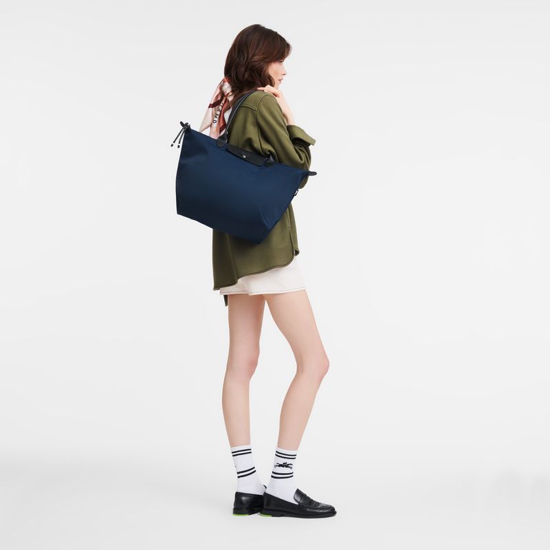 long champ Le Pliage Energy L Tote Recycled canvas Naisten Olkalaukku Laivastonsininen | FIRV8896