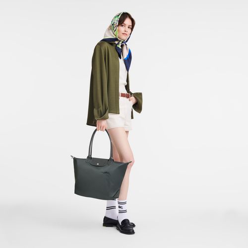 long champ Le Pliage Green L Tote Recycled canvas Naisten Olkalaukku Graphite | FIQM8788