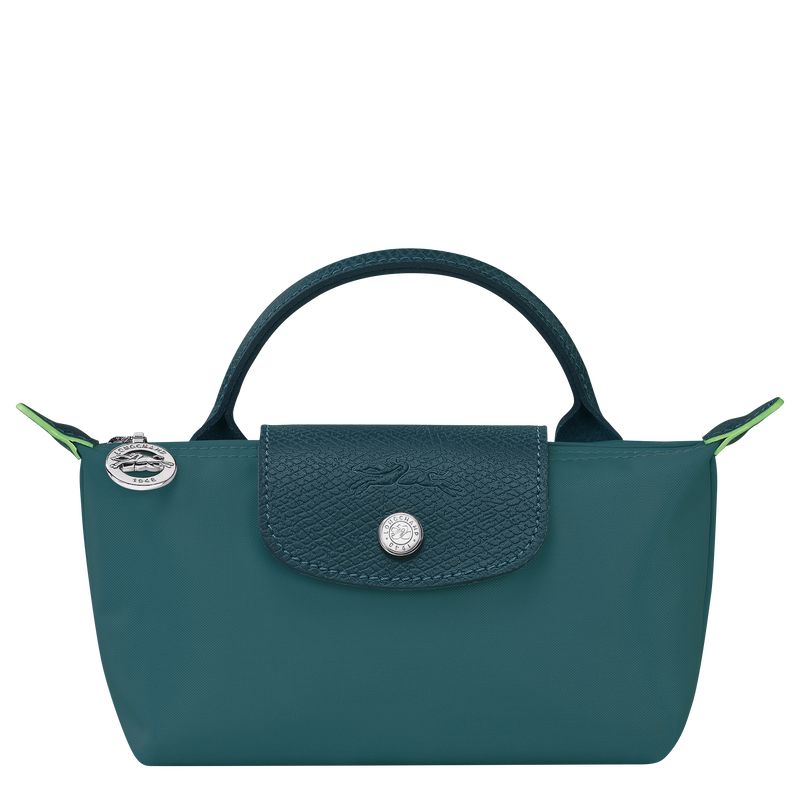 long champ Le Pliage Green with handle Recycled canvas Miesten Pouches Sinivihreä | FISG7321