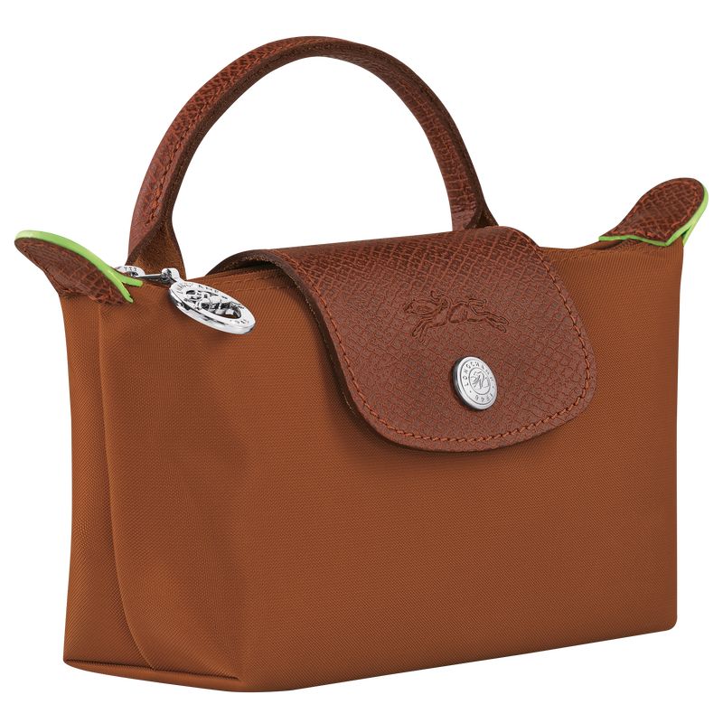 long champ Le Pliage Green with handle Recycled canvas Miesten Pouches Cognac | FIHA7317