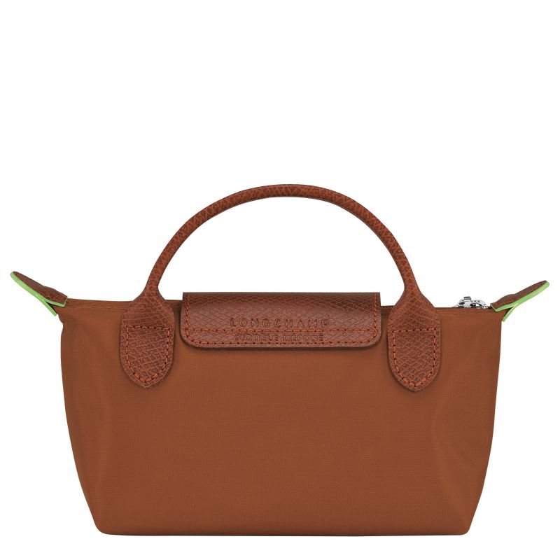 long champ Le Pliage Green with handle Recycled canvas Miesten Pouches Cognac | FIHA7317