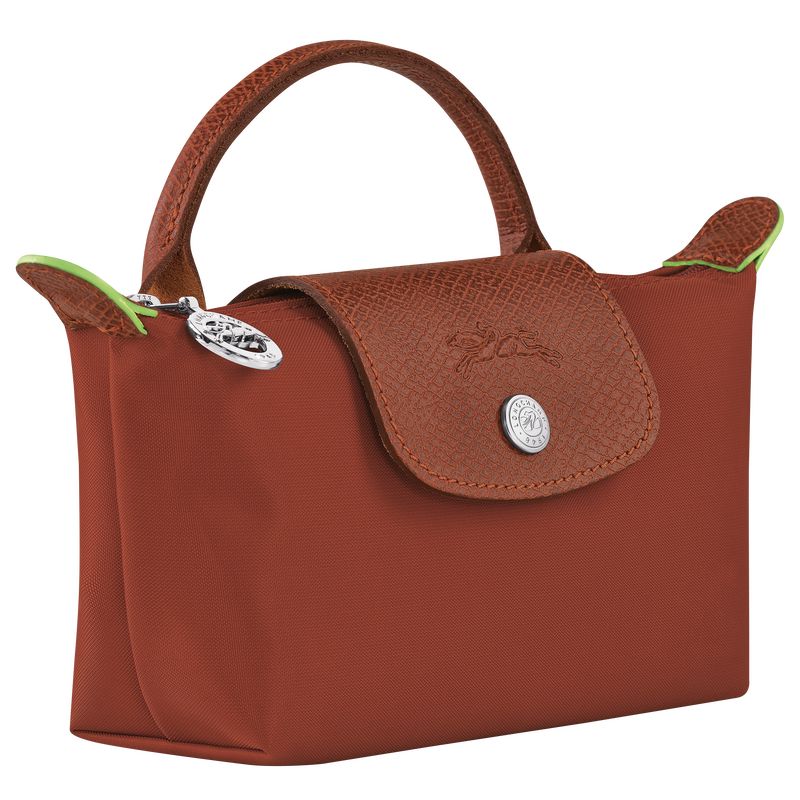 long champ Le Pliage Green with handle Recycled canvas Miesten Pouches Chestnut | FIKO7315