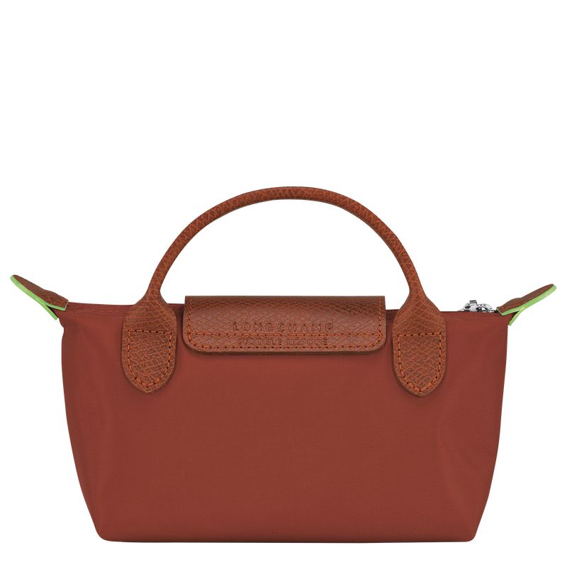 long champ Le Pliage Green with handle Recycled canvas Miesten Pouches Chestnut | FIKO7315