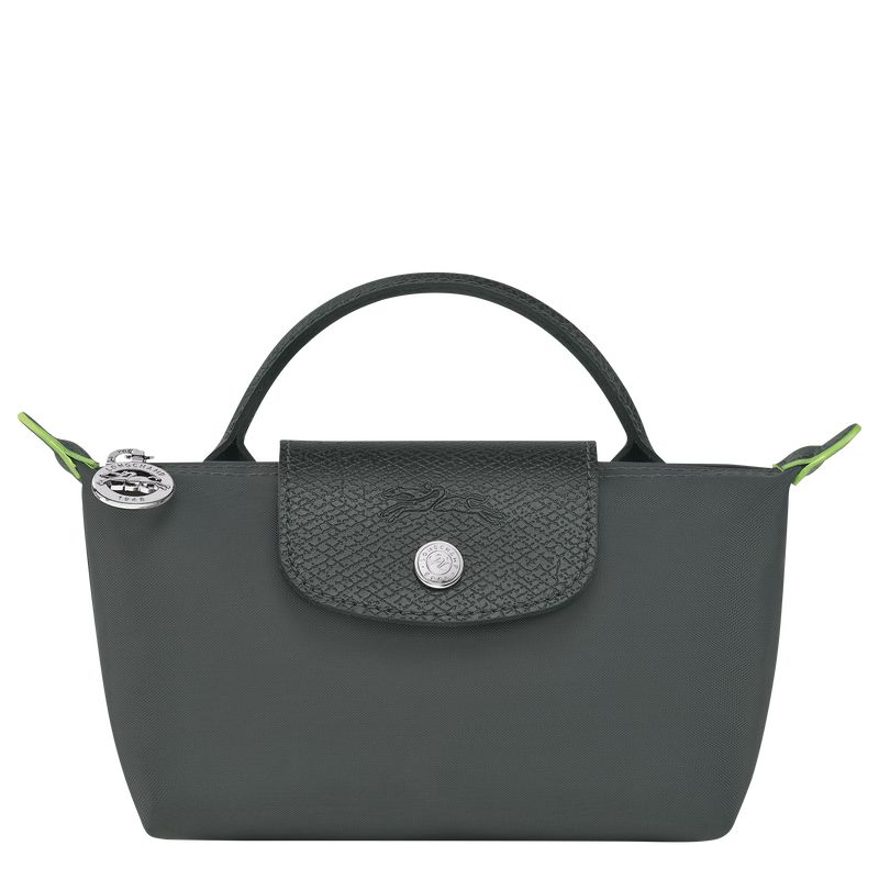 long champ Le Pliage Green with handle Recycled canvas Naisten Pouches Graphite | FIBE8453