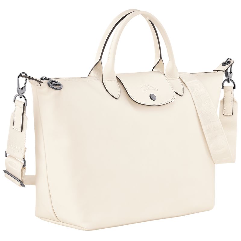 long champ Le Pliage Xtra L Leather Miesten Käsilaukku Ecru | FIPJ7479