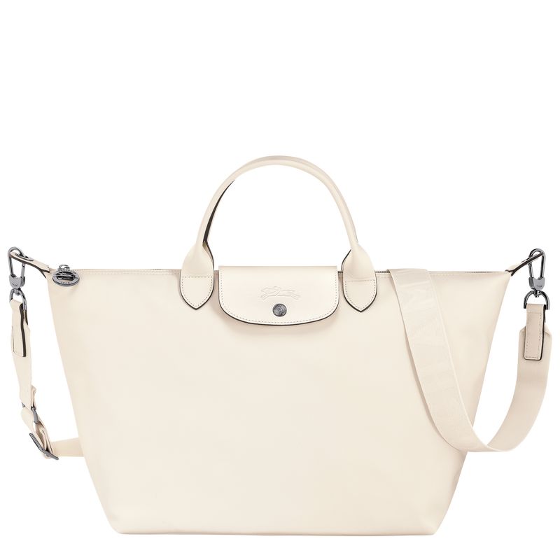 long champ Le Pliage Xtra L Leather Miesten Käsilaukku Ecru | FIPJ7479