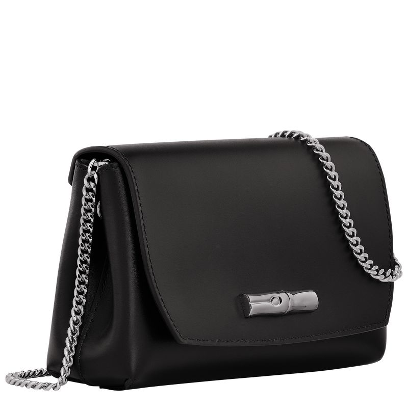 long champ Le Roseau Clutch Leather Naisten Crossbody Laukut Mustat | FIHA9012